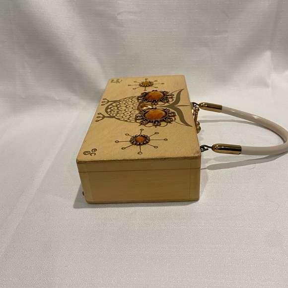 Vintage 1960's Enid Collins 'Night Owl' Wood Box Bag - Picture 5 of 11